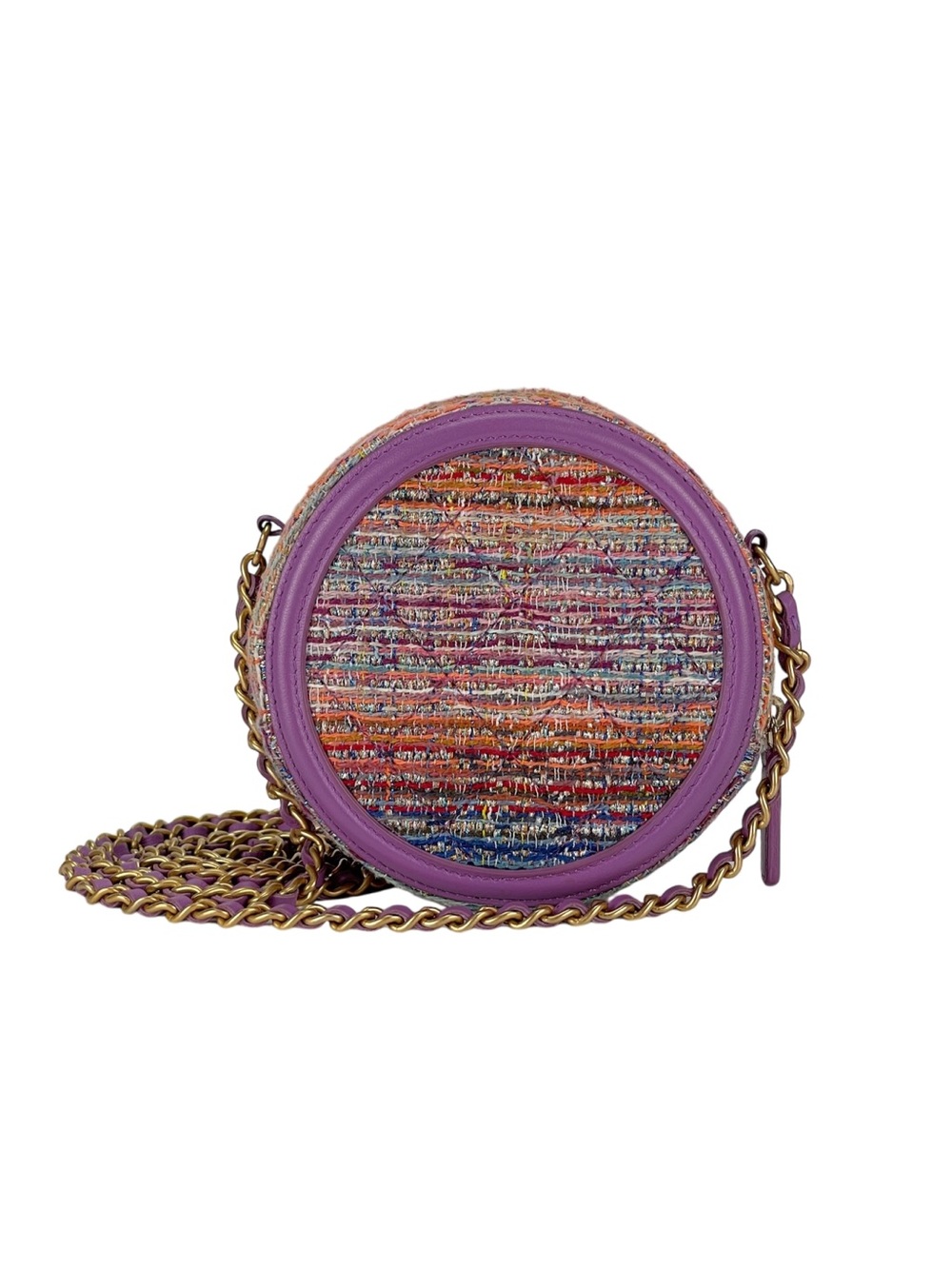 CHANEL - Purple Tweed Filigree Round Clutch Crossbody Bag - Picture 3 of 16